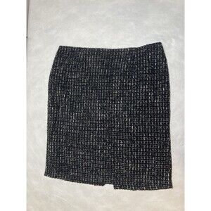 Skirt Sz 14 Black Silver Knit Knee Length Pencil Preppy 90s Clueless